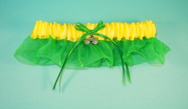 Sunshine Yellow/Emerald Green Garter w/Tractor Charm